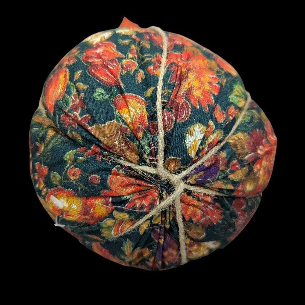 Autumn Floral Fabric Pumpkin Centerpiece Decor 9